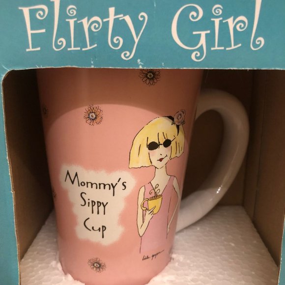 New in Box Tumbleweed Pottery "Mommy's Sippy Cup" Latte Pink Ceramic Mug - Picture 1 of 4